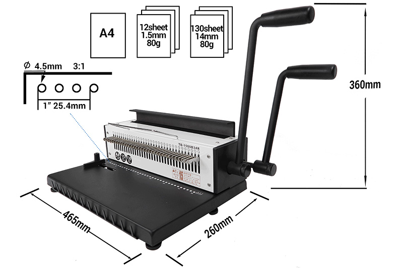 Wire Binder TD-1500B34R Size